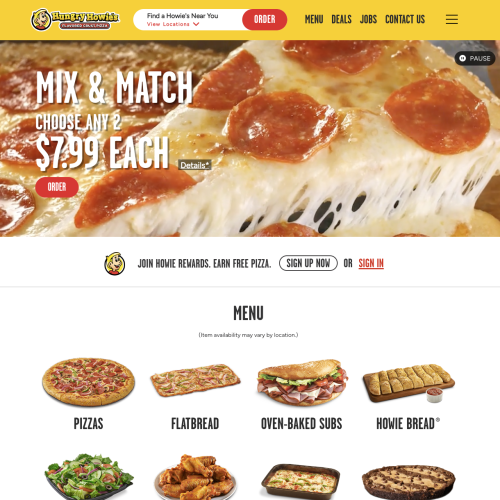 Mitch Storey's Portfolio - Hungry Howie's Website